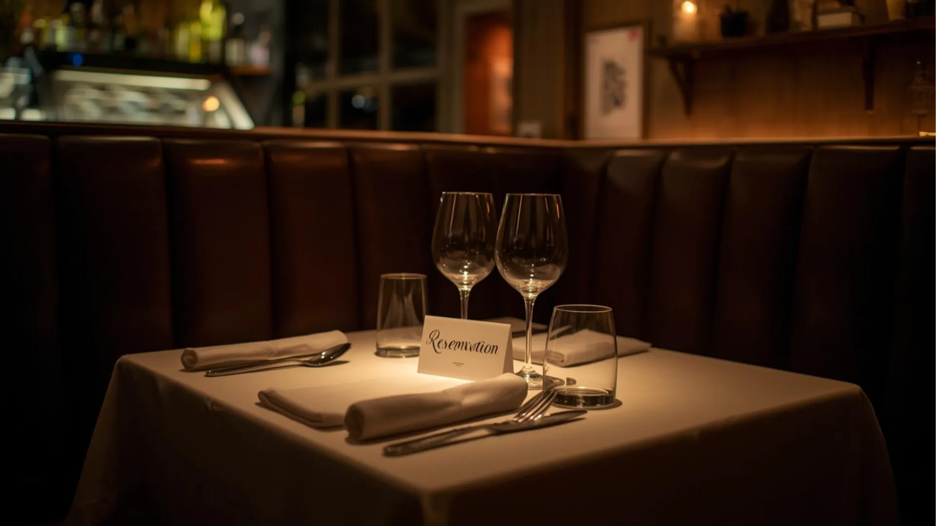 Table with Wine Glasses and Reservation Label