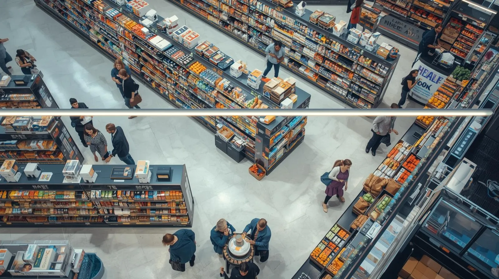 Top view of supermarket layout